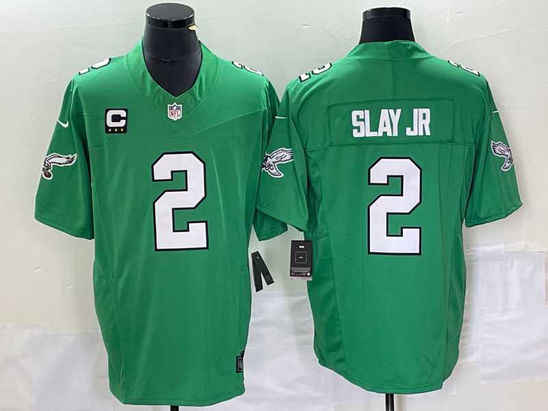 Men%27s Philadelphia Eagles #2 Darius Slay JR Green 2023 F.U.S.E. Vapor Untouchable With C Patch Stitched Football Jersey->philadelphia eagles->NFL Jersey